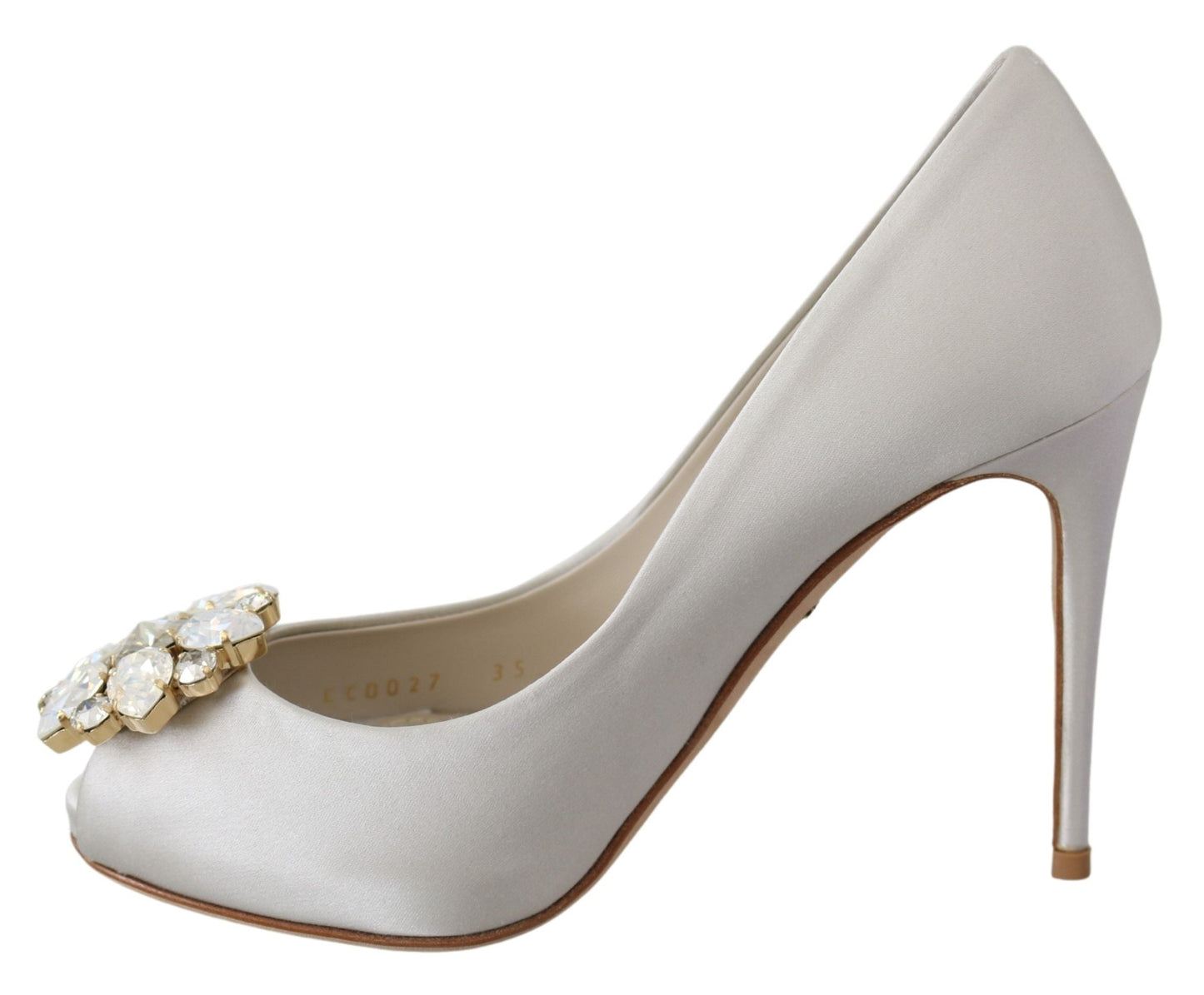 Dolce & Gabbana Pumps mit Peep Toe in Weiß mit Kristallen