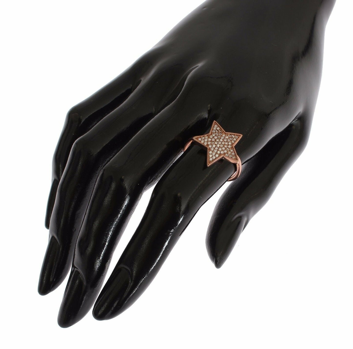 Nialaya Damen Ring aus rosévergoldetem Sterlingsilber in Pink mit klaren CZ-Kristallen