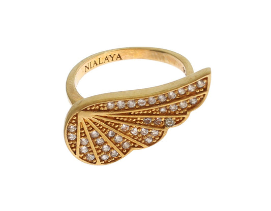 Nialaya Damen Ring aus vergoldetem Sterlingsilber in Gold mit klaren CZ-Kristallen