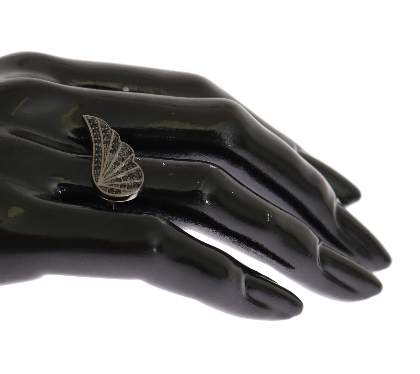 Nialaya Damen Ring aus schwarzem rhodiniertem Sterlingsilber mit schwarzen CZ-Kristallen