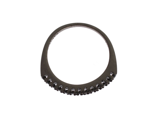 Nialaya Damen Ring aus Sterlingsilber in Schwarz mit CZ-Kristallen