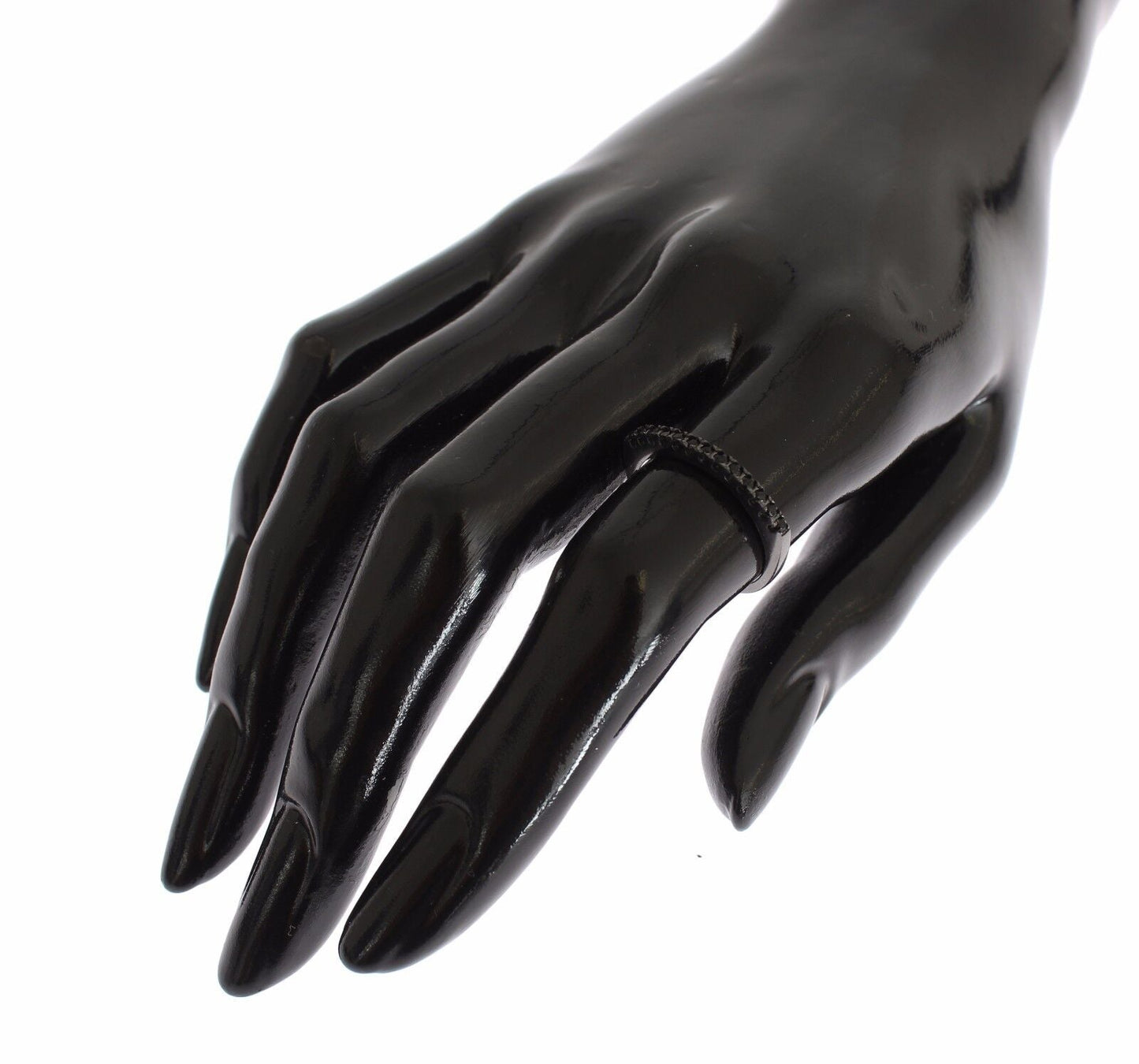 Nialaya Damen Ring aus Sterlingsilber in Schwarz mit CZ-Kristallen