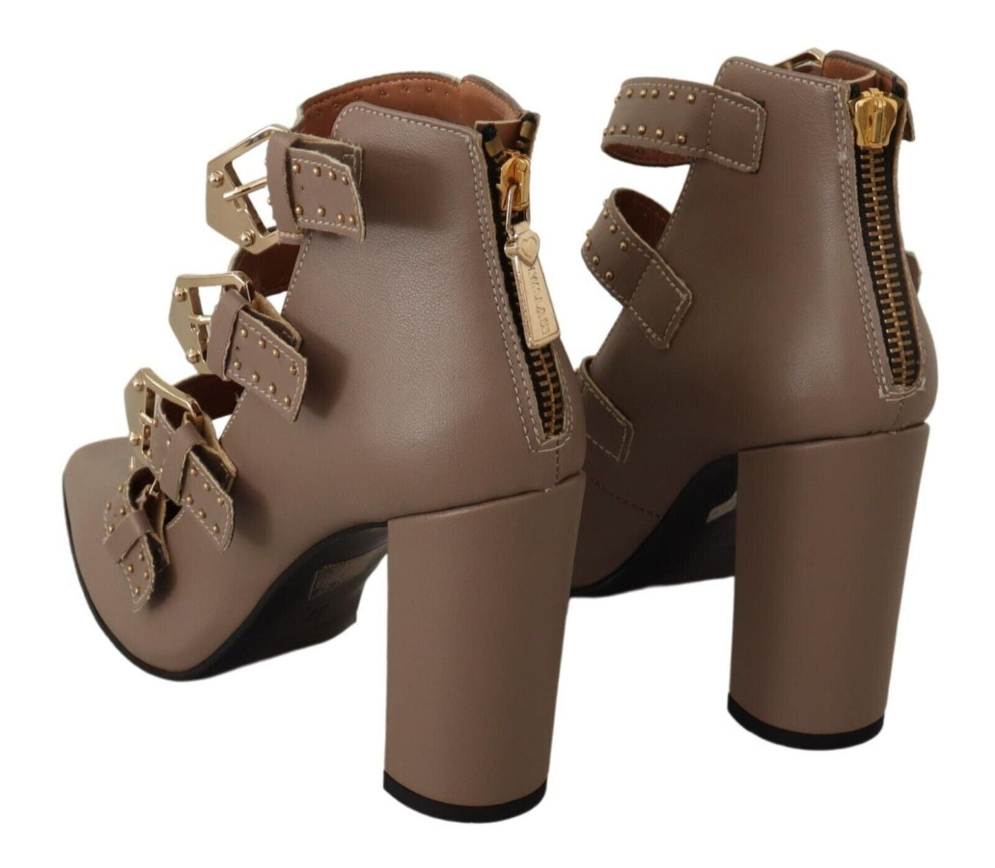My Twin Heels Pumps aus Leder in Braun mit Blockabsatz