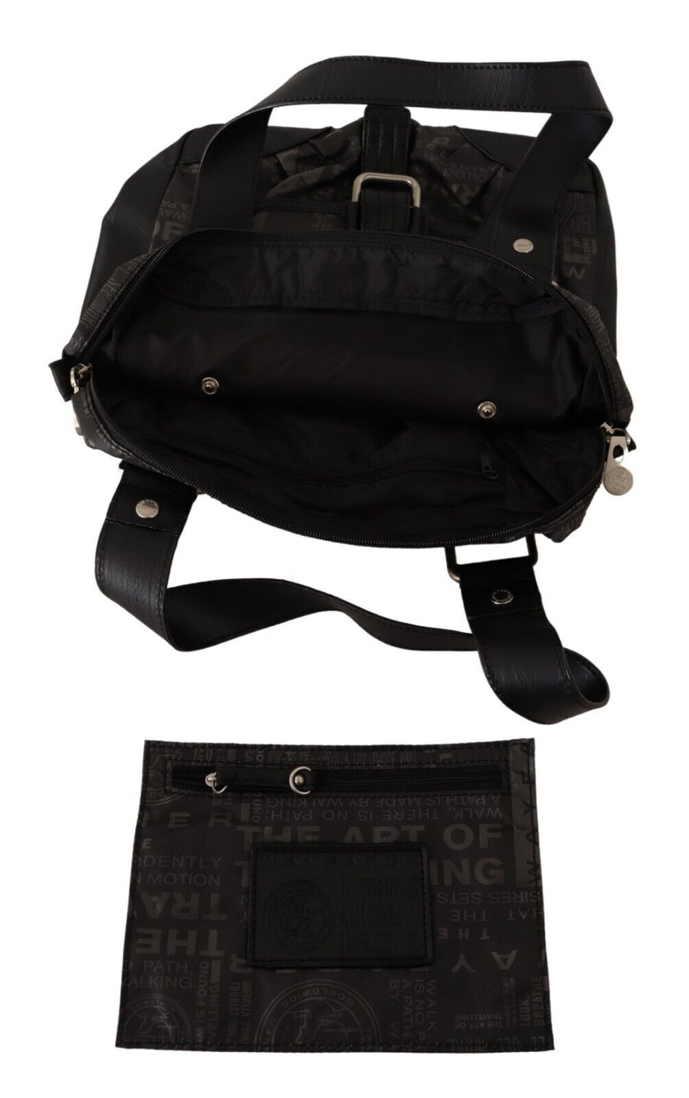 Wayfarer Damen Handtasche Stoff Schwarz Grau