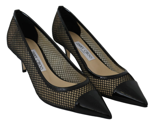 Jimmy Choo Pumps Amika 50 aus Mesh und Lack in Schwarz