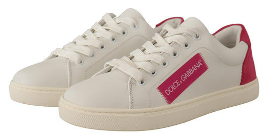 Dolce & Gabbana Low-Top Sneaker aus Leder in Weiß und Pink