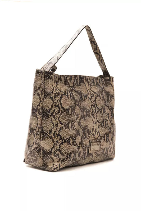 Pompei Donatella Schultertasche aus Leder in Braun mit Python-Prägung