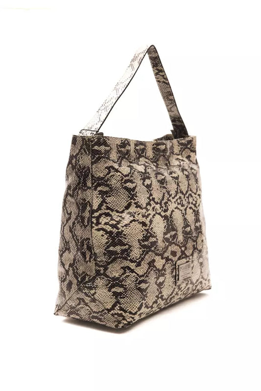 Pompei Donatella Schultertasche aus Leder in Grau mit Python-Prägung