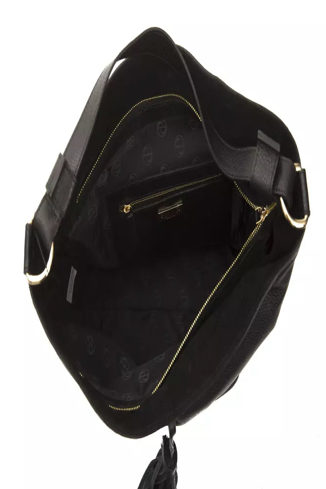 Pompei Donatella Schultertasche aus Leder in Schwarz