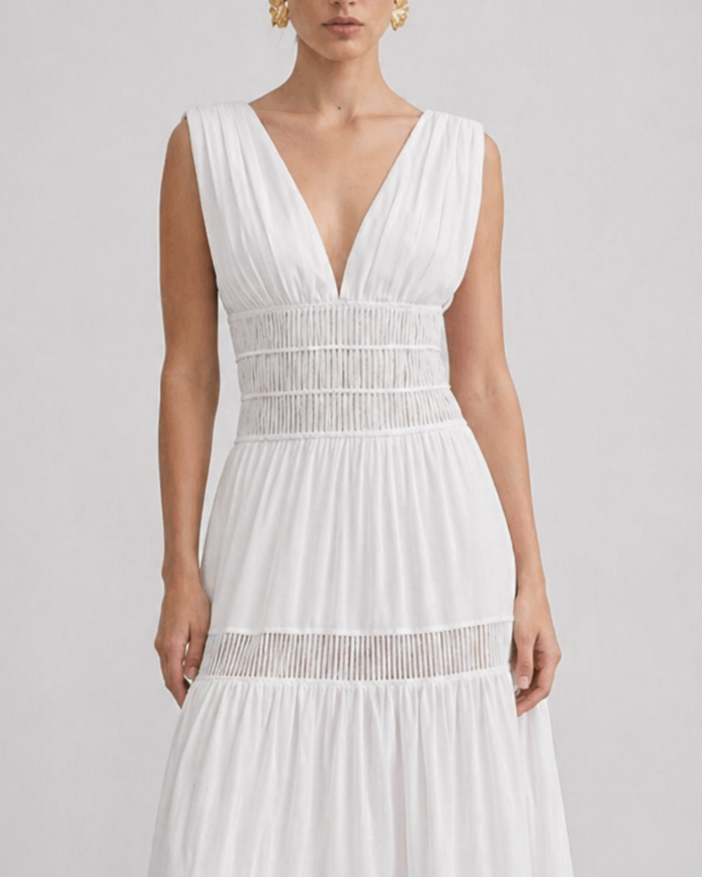 Freizeit Maxikleid mit V-Ausschnitt und Volants