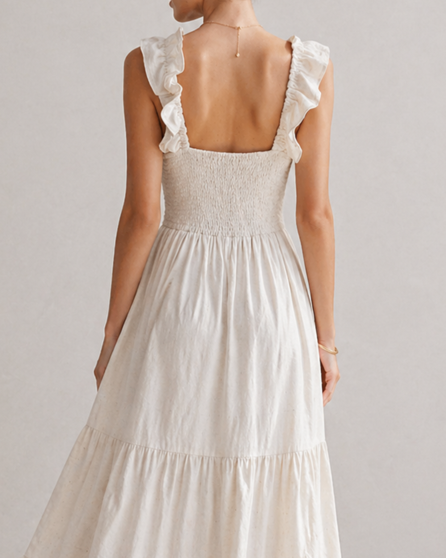 Freizeit Maxikleid mit Volants und V-Ausschnitt