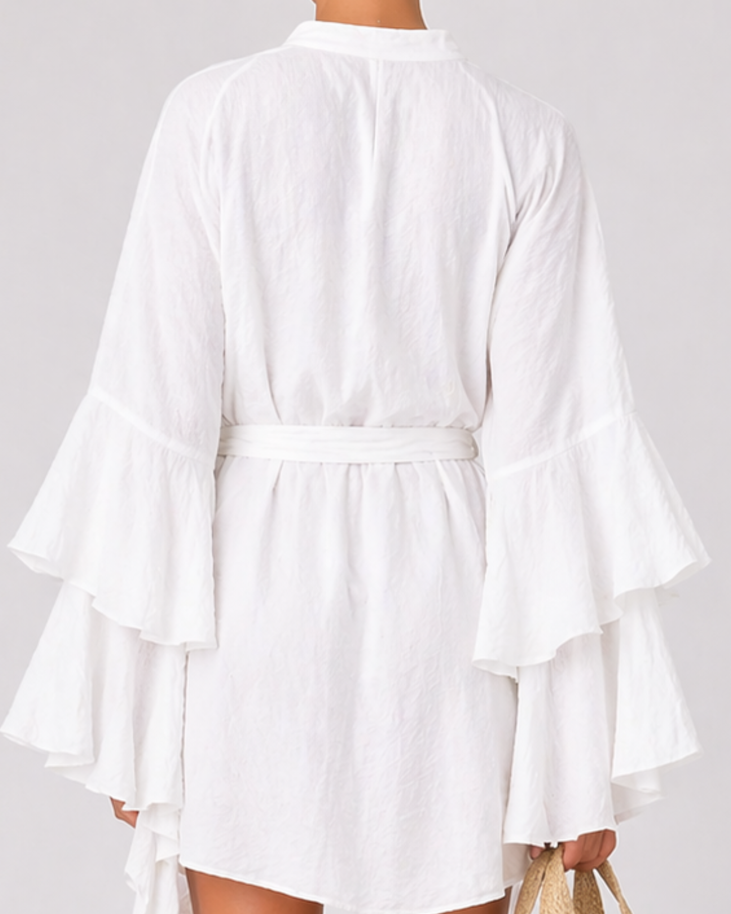 Damen Mini Hemdblusenkleid mit Gürtel