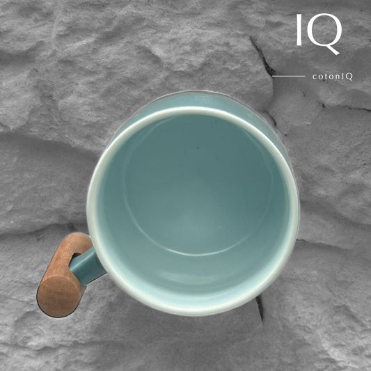 Designer-Espressotasse mit Holzgriff – Schwarz-Grün – 70 ml