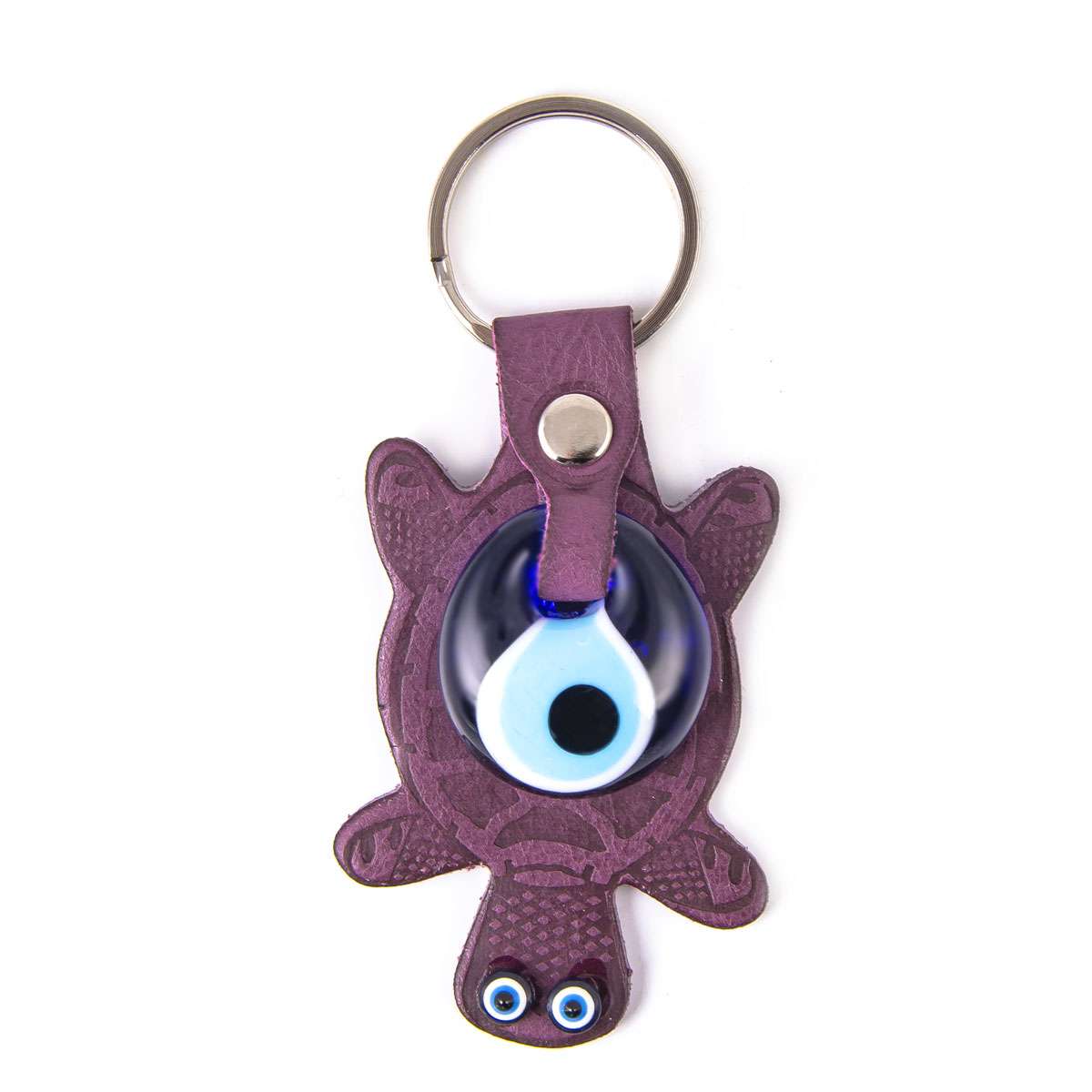 Leder Schlüsselanhänger - Schildkröte - Lila - 10x5cm
