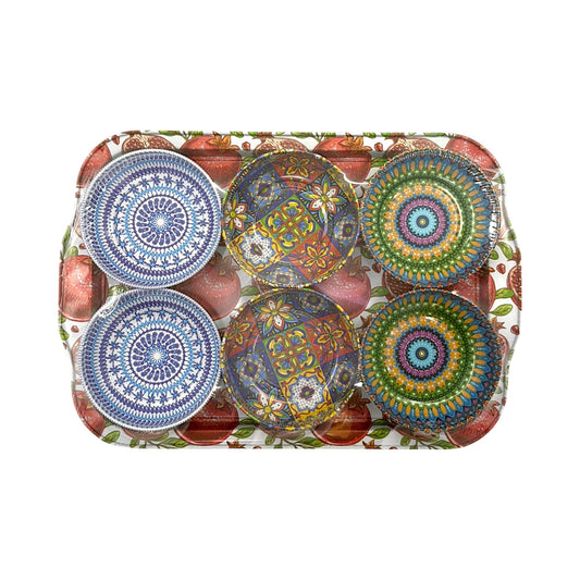 6x Metall Schüssel mit Tablett - Überraschungsset