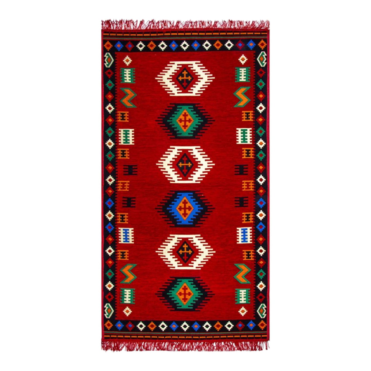 Teppich mit Kilim Motiven - Rot - 150x80x1cm