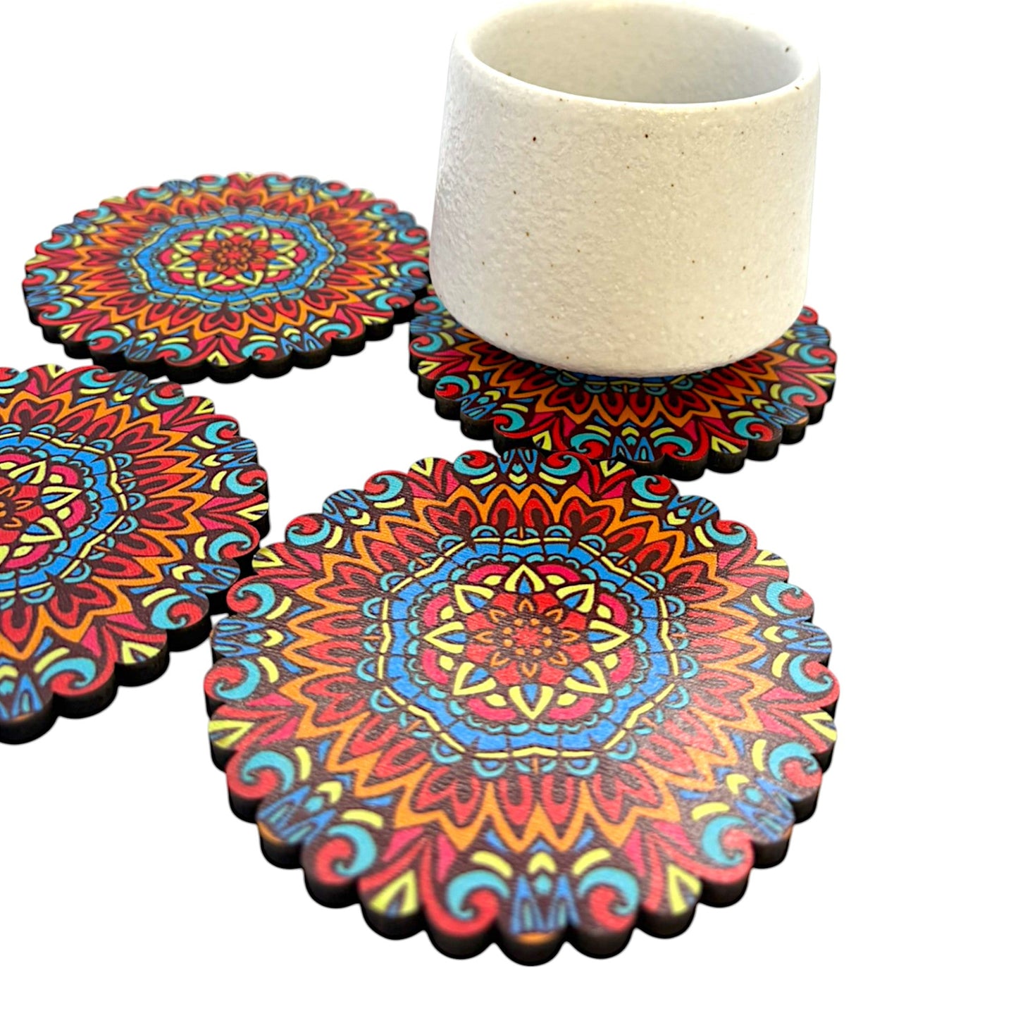 Holz-Untersetzer - 6er Set - Ringelblume - 9cm