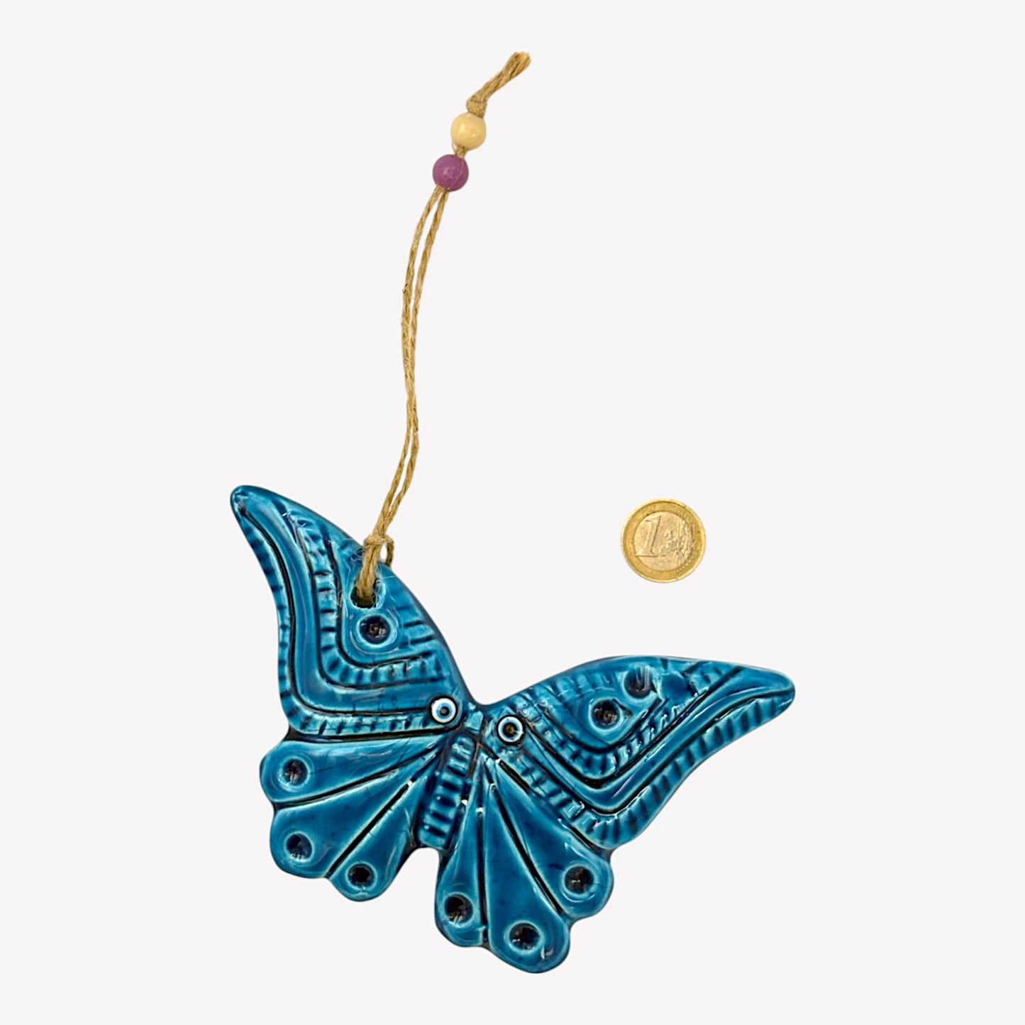Keramik Wanddeko - Schmetterling 2 - Hellblau - 16x10x2cm