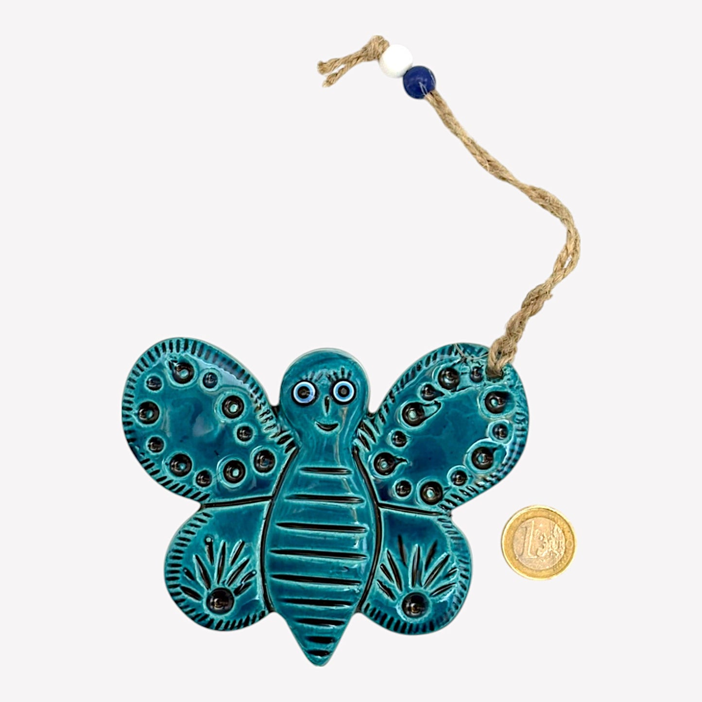 Keramik Wanddeko - Schmetterling - Türkis - 13x10x2cm