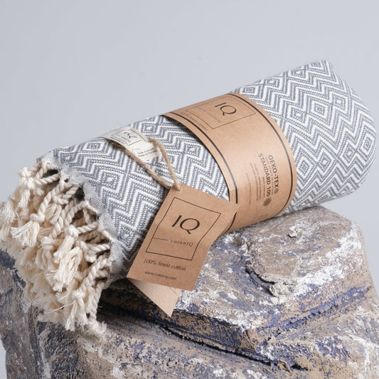 Hamamtuch Saunatuch Strandtuch - Peru Grau 180x100 cm