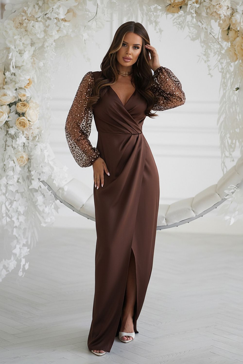 Langes Kleid model 220832 Bicotone