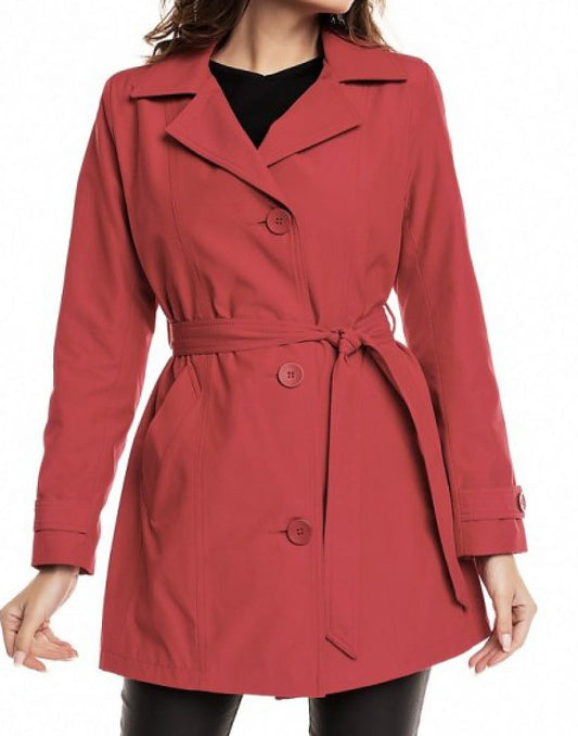 Trenchcoat mit Taillengürtel und zweireihigem Knopfverschluss