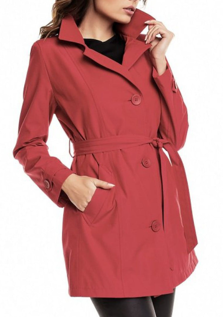 Trenchcoat mit Taillengürtel und zweireihigem Knopfverschluss