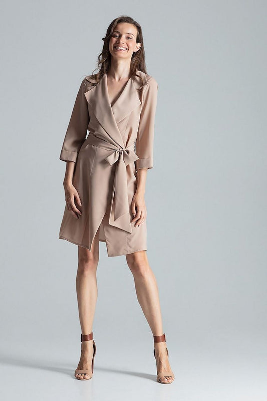 Hemdblusenkleid mit Bindegürtel und Knopfleiste