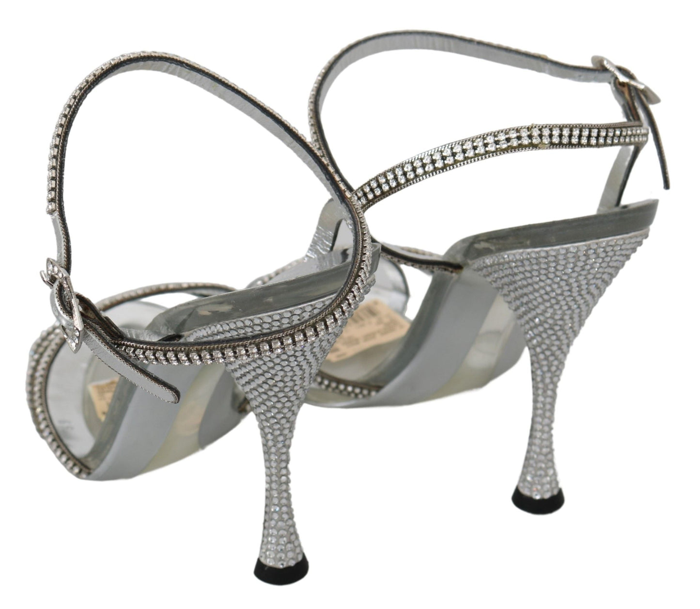 Dolce & Gabbana Sandaletten mit Knöchelriemen in Silber mit Kristallen