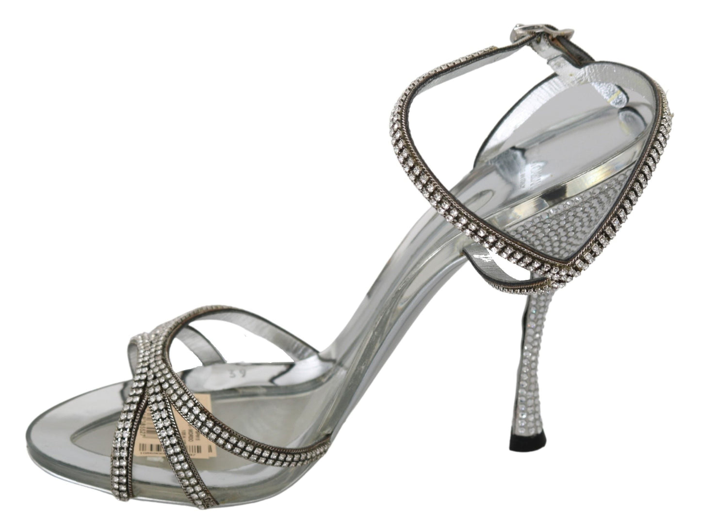 Dolce & Gabbana Sandaletten mit Knöchelriemen in Silber mit Kristallen