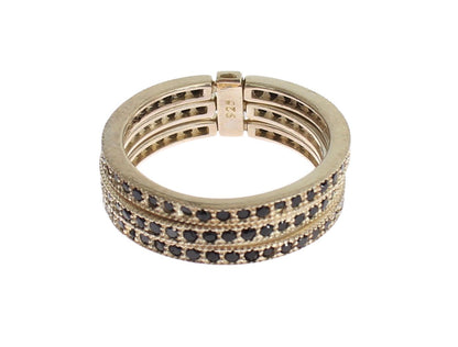 Nialaya Damen Ring aus Sterlingsilber in Silber mit schwarzen CZ-Kristallen