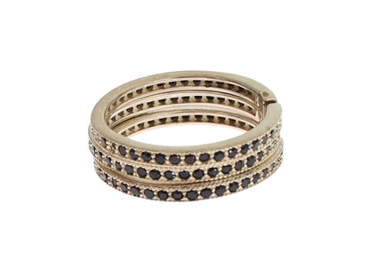 Nialaya Damen Ring aus Sterlingsilber in Silber mit schwarzen CZ-Kristallen