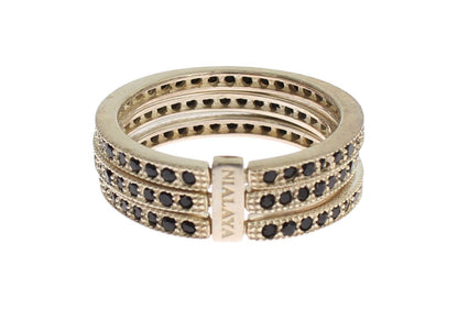 Nialaya Damen Ring aus Sterlingsilber in Silber mit schwarzen CZ-Kristallen