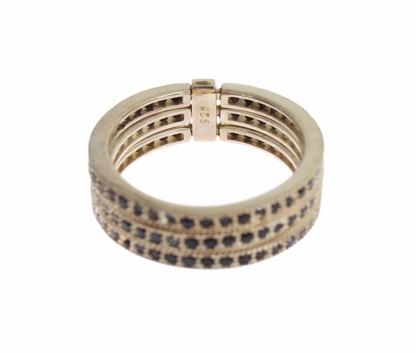 Nialaya Damen Ring aus Sterlingsilber in Silber mit schwarzen CZ-Kristallen