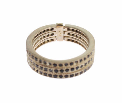 Nialaya Damen Ring aus Sterlingsilber in Silber mit schwarzen CZ-Kristallen