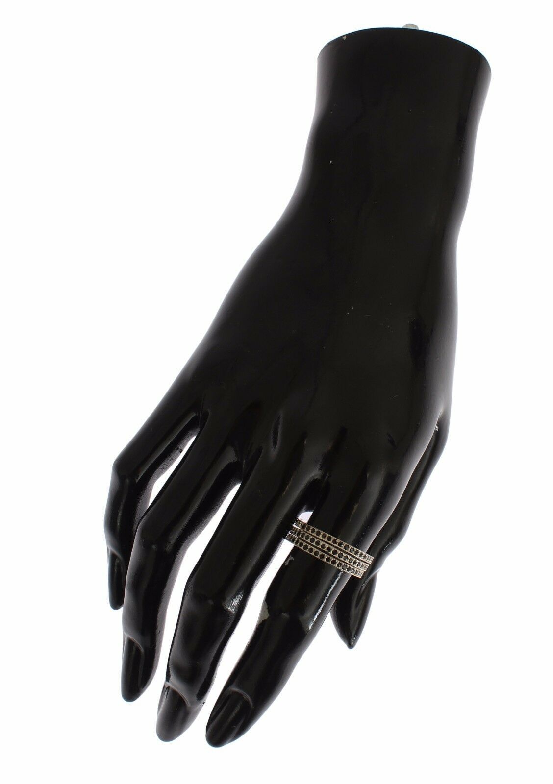 Nialaya Damen Ring aus Sterlingsilber in Silber mit schwarzen CZ-Kristallen