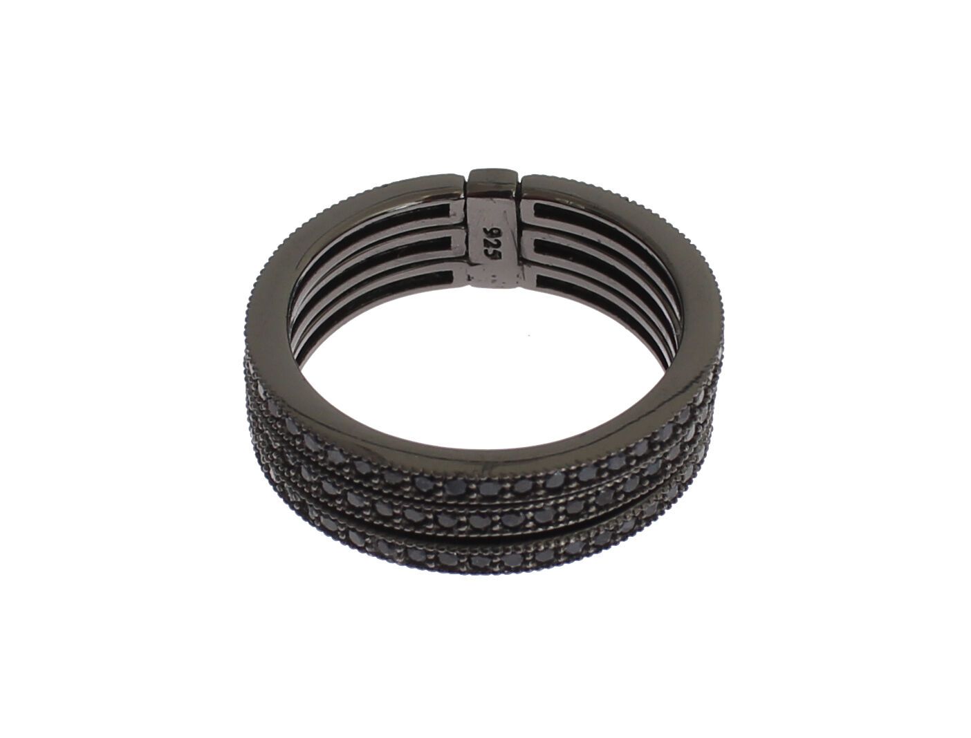 Nialaya Damen Ring aus schwarzem rhodiniertem Sterlingsilber mit CZ-Kristallen