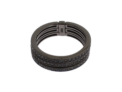 Nialaya Damen Ring aus schwarzem rhodiniertem Sterlingsilber mit CZ-Kristallen