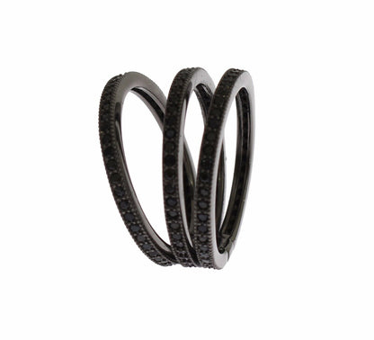 Nialaya Damen Ring aus schwarzem rhodiniertem Sterlingsilber mit CZ-Kristallen