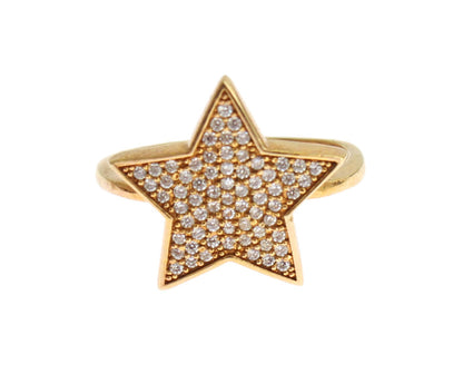 Nialaya Damen Ring aus vergoldetem Sterlingsilber in Gold mit klaren CZ-Kristallen