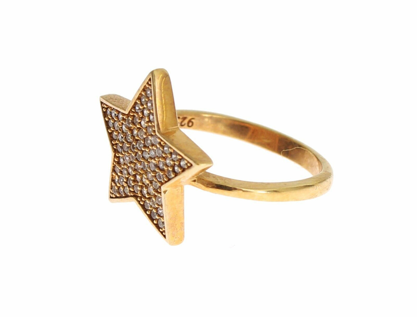 Nialaya Damen Ring aus vergoldetem Sterlingsilber in Gold mit klaren CZ-Kristallen