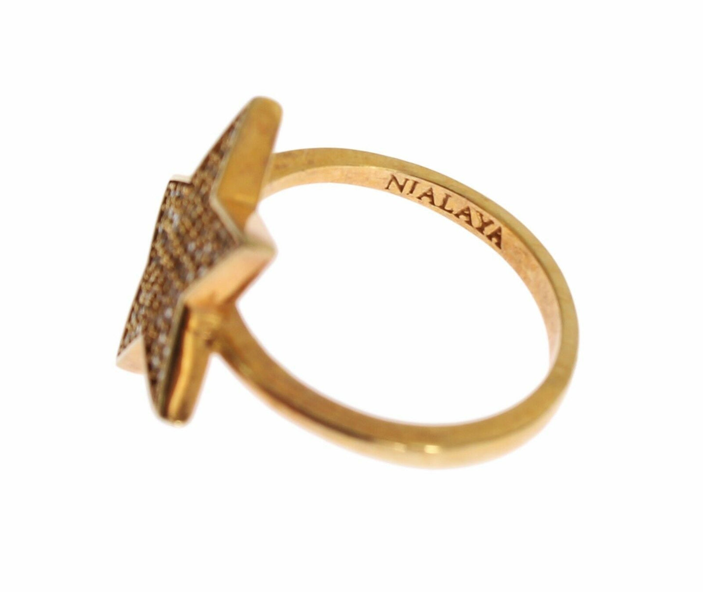 Nialaya Damen Ring aus vergoldetem Sterlingsilber in Gold mit klaren CZ-Kristallen
