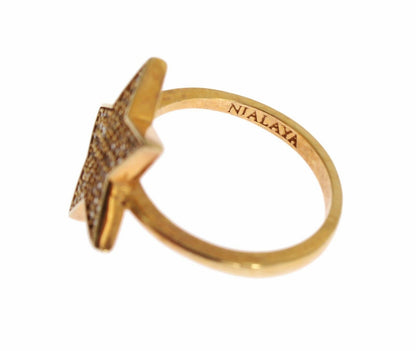 Nialaya Damen Ring aus vergoldetem Sterlingsilber in Gold mit klaren CZ-Kristallen