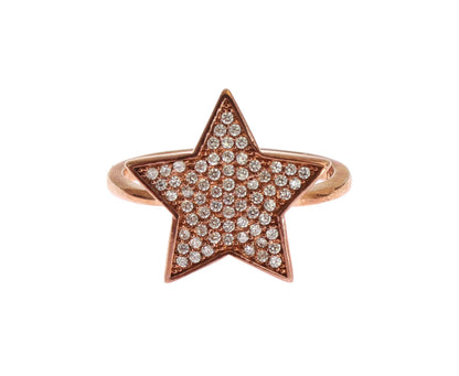 Nialaya Damen Ring aus rosévergoldetem Sterlingsilber in Pink mit klaren CZ-Kristallen