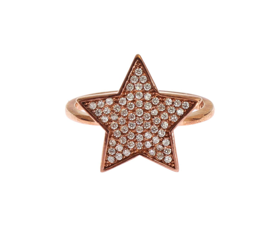 Nialaya Damen Ring aus rosévergoldetem Sterlingsilber in Pink mit klaren CZ-Kristallen