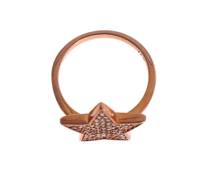 Nialaya Damen Ring aus rosévergoldetem Sterlingsilber in Pink mit klaren CZ-Kristallen