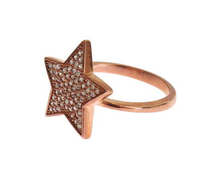 Nialaya Damen Ring aus rosévergoldetem Sterlingsilber in Pink mit klaren CZ-Kristallen