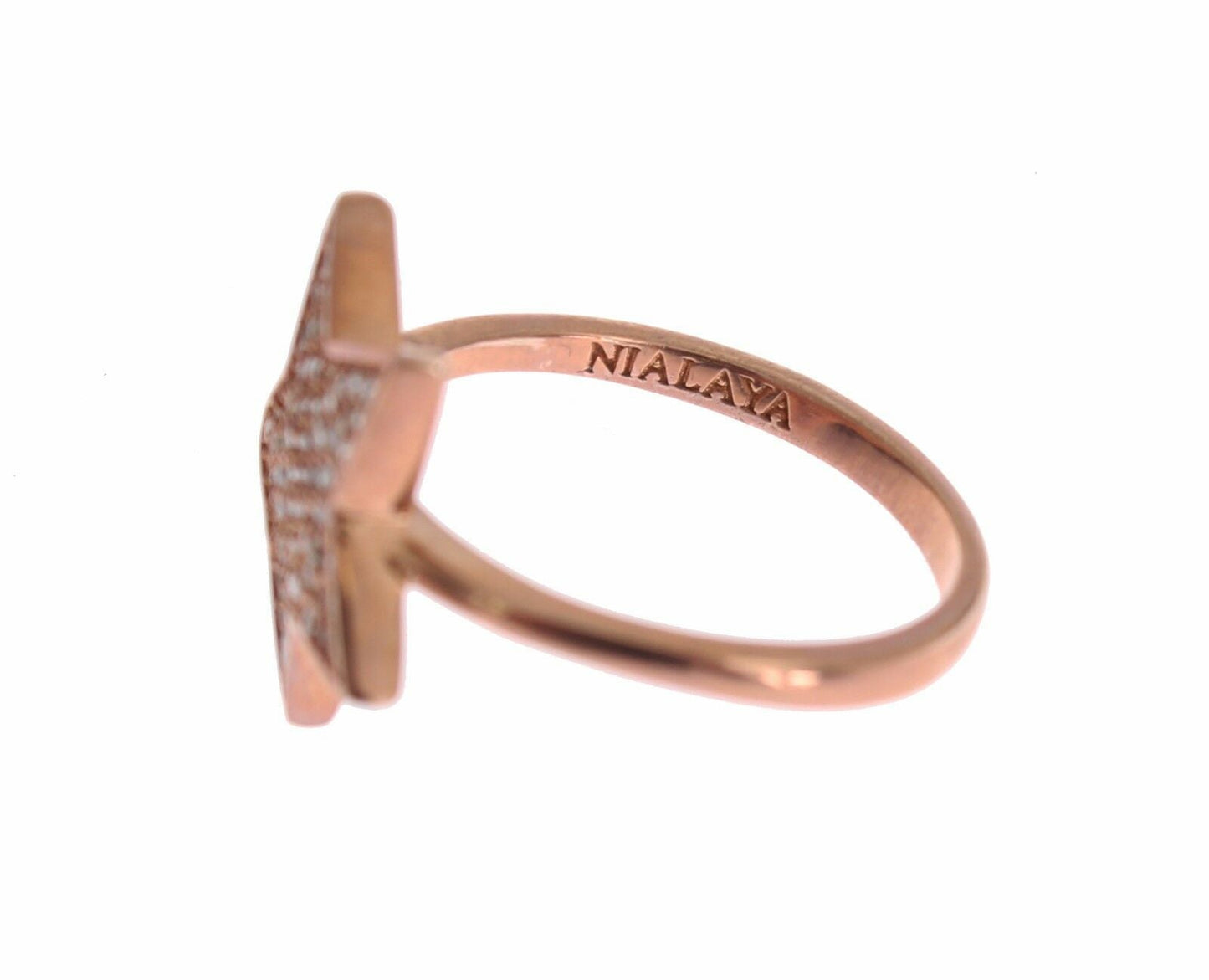 Nialaya Damen Ring aus rosévergoldetem Sterlingsilber in Pink mit klaren CZ-Kristallen