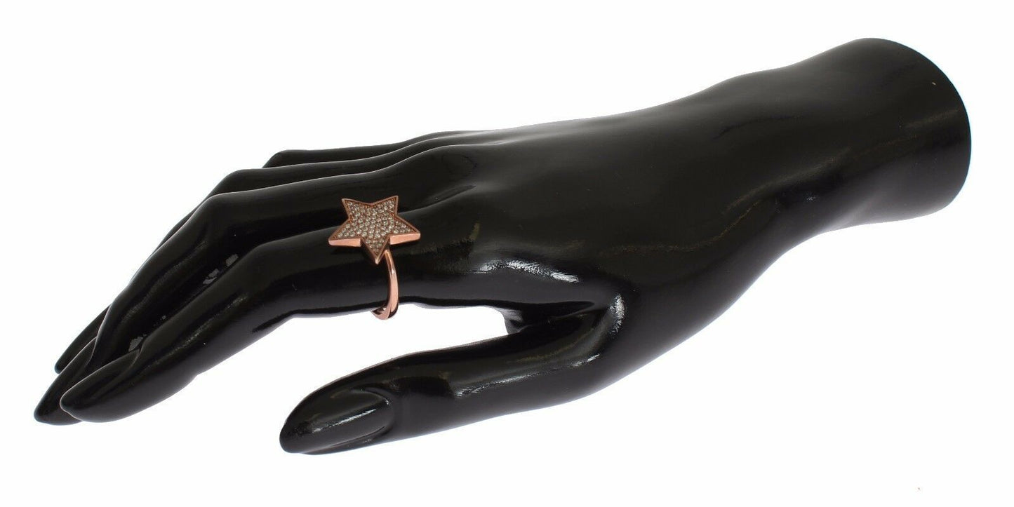 Nialaya Damen Ring aus rosévergoldetem Sterlingsilber in Pink mit klaren CZ-Kristallen