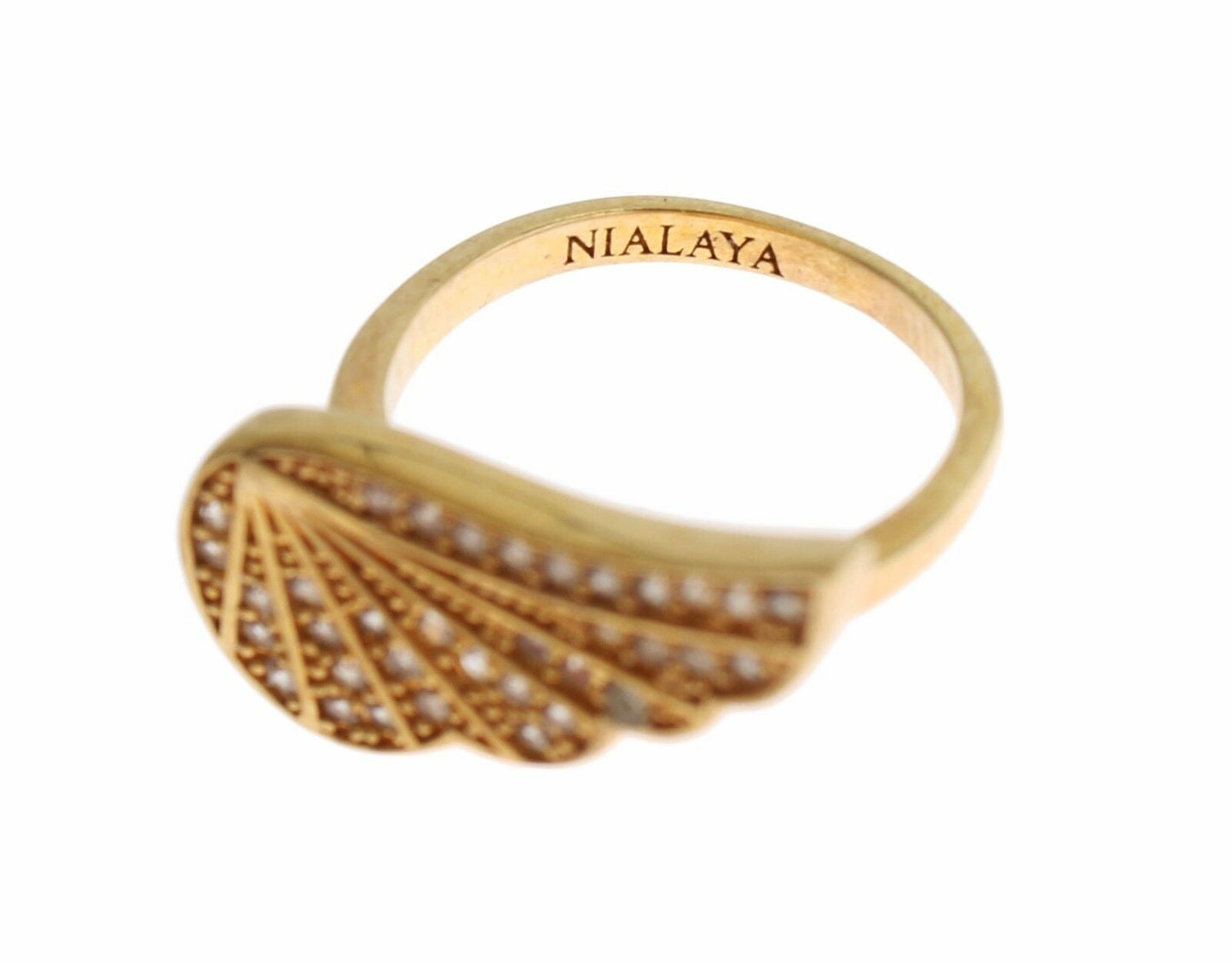 Nialaya Damen Ring aus vergoldetem Sterlingsilber in Gold mit klaren CZ-Kristallen